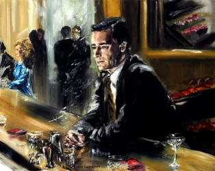 Gentleman au bar, 2021 (huile sur toile)