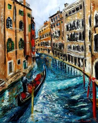 Gondole à Venise Italie II, 2023 (huile sur toile)