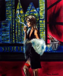 Lady in the City Night, 2025 (huile sur toile)