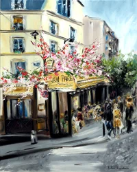 Le Vrai Paris Cafe Montmartre, 2021 (oil on canvas)