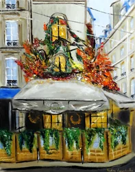 Maison Sauvage Paris - avec ornements dorés, 2023 (huile sur toile)