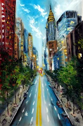 Manhattan Street New York, 2022 (huile sur toile)