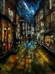 Rues de York baignées de lune, 2021 (huile sur toile)