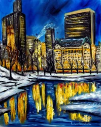 Central Park de New York en hiver, 2023 (huile sur toile)