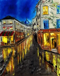 Nuit à Montmartre Paris, 2023 (huile sur toile)