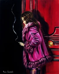 Nightfall Cafe, 2025 (huile sur toile)