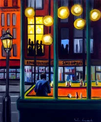 Nightfall Cafe, 2025 (huile sur toile)