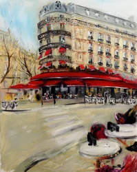 Brasserie de Paris Café Triadou Haussmann, 2021 (huile sur toile)
