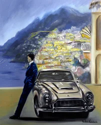 La route de la côte amalfitaine, 2025 (huile sur toile)