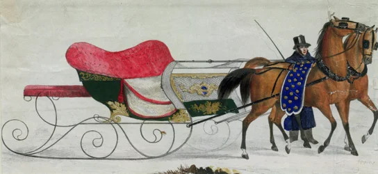 Traîneau tiré par des chevaux (détail numérique)