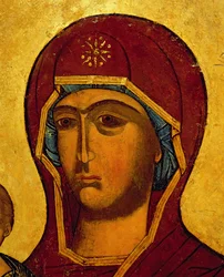 Icône représentant la tête de la Vierge, vers 1550 (détail)