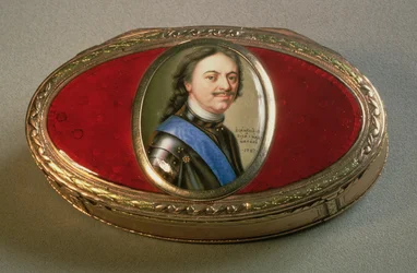 Boîte à tabac avec miniature de portrait de Pierre le Grand, 1727