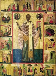 Saint Nicolas de Zaraisk avec des scènes de sa vie, début du 16e siècle