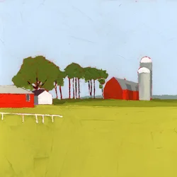 Parmi les arbres, 2025 (acrylique sur panneau de bois)