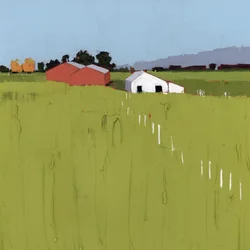 Ligne de clôture, 2025 (acrylique sur panneau de bois)
