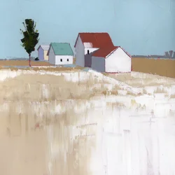 Neige sur le toit, 2025, acrylique sur panneau de bois