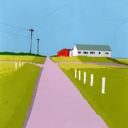 La grange de Sue, 2025, acrylique sur panneau de bois