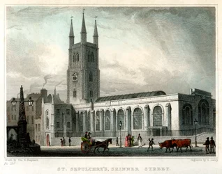 Église Saint-Sépulcre, Skinner Street, Londres, vers 1830