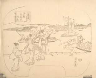 Épreuve de gravure sur bois pour éventail, 19e siècle