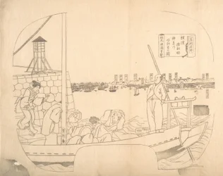 Épreuve de gravure sur bois pour éventail, 19e siècle