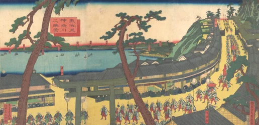Vue de Kanagawa sur la route du Tokaido Tokaido kanagawa no shokei, vers 1862-63