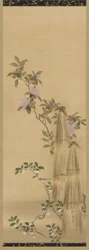 Fleurs roses et blanches et couvertures de paille, période Edo, 1761-1828
