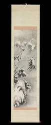 Bambou et rocher sous la neige, printemps 1750