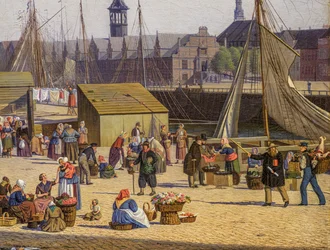 Hejbro Plads, une place de marché à Copenhague, détail
