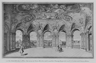 Oberes Belvedere: Sala terrena, projet non exécuté, gravé par Johann August Corvinus