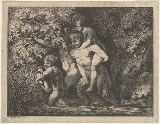 Famille de satyres, en mouvement, XVIIIe siècle