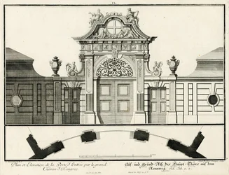 Plan et élévation de la porte principale du château inférieur du Rennweg