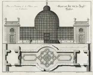 Plan et élévation de la volière du "Petit Jardin