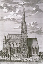 Vue de la cathédrale Saint-Étienne, Vienne, gravée par George-Daniel Heumann (1691-1759)