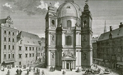 Vue de la Peterskirche, Vienne gravée par Johann Bernard Hattinger