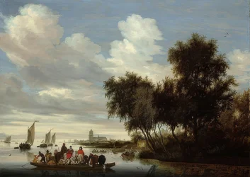Paysage fluvial avec bac. 1649