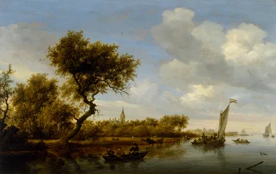 Paysage fluvial avec une église au loin, vers 1655-1660