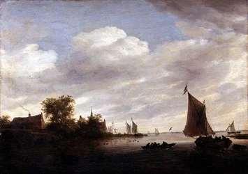 Estuaire fluvial avec voiliers