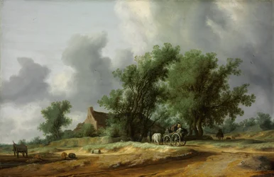 Route dans les dunes avec une calèche