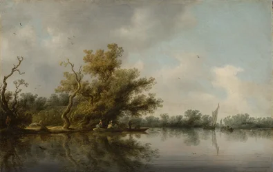 Berge de rivière avec de vieux arbres