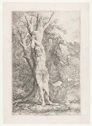 Albert attaché à un arbre