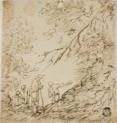 Quatre hommes dans la forêt