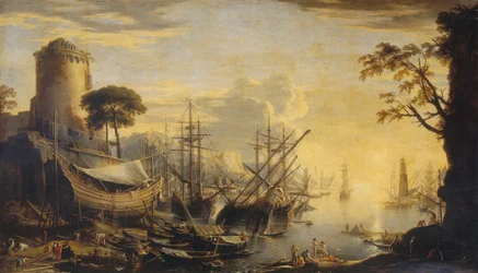 Port au coucher du soleil