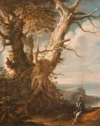 Paysage avec hallebardier