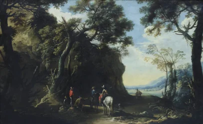 Paysage avec des voyageurs demandant leur chemin, vers 1641