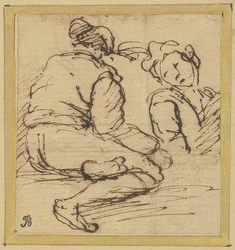Homme assis et demi-figure