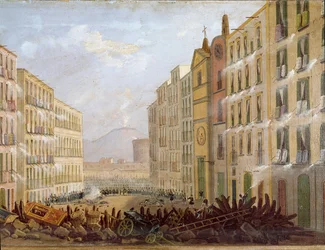 Risorgimento : Barricades dans le quartier de Santa Brigida à Naples