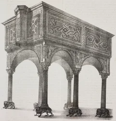 Ancien ambon dans la cathédrale de Sessa Aurunca, Campanie, Italie, lithographie de Salvatore Puglia d