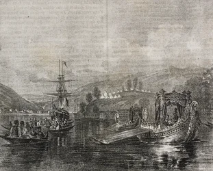 Vallée de Buyukdere et aqueduc de Baghtche-keui, Turquie, lithographie de Salvatore Puglia de Poliorama Pittoresco, n 40, 11 mai