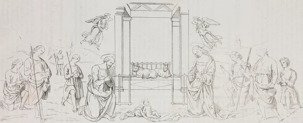 Nativité de Fontignano, Adoration des bergers, lithographie de Salvatore Puglia d