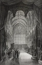 Intérieur de la cathédrale de Carlisle, Royaume-Uni (lithographie de Salvatore Puglia de Poliorama Pittoresco, n 25, 25 janvier)